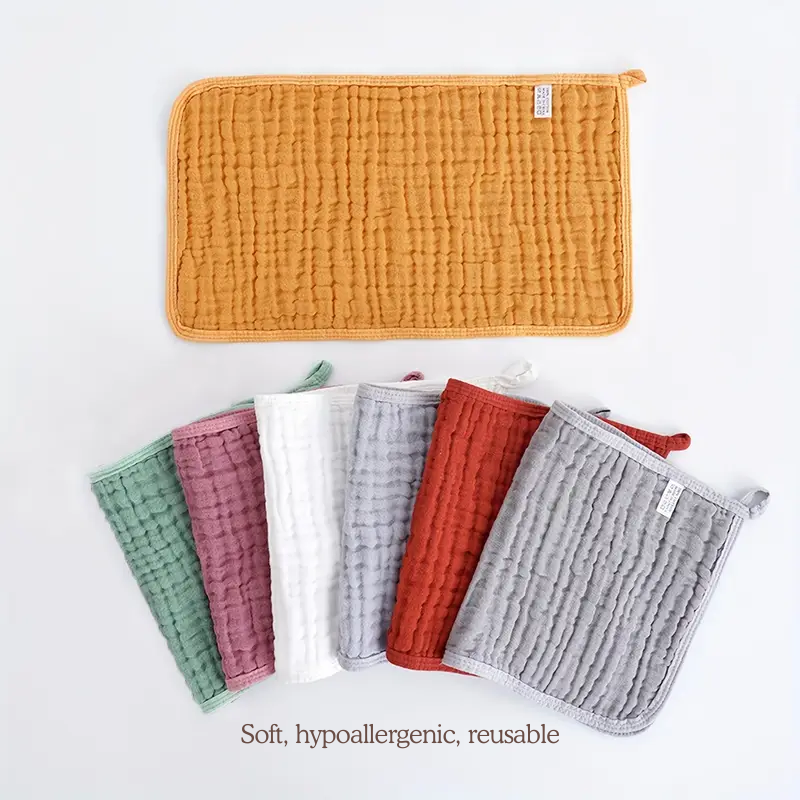 100% Cotton Muslin Baby Burp Cloths (5 Pack)