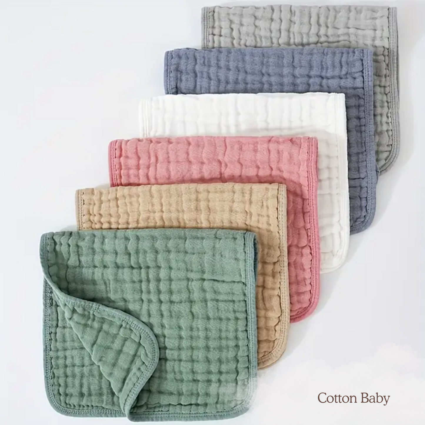 100% Cotton Muslin Baby Burp Cloths (5 Pack)